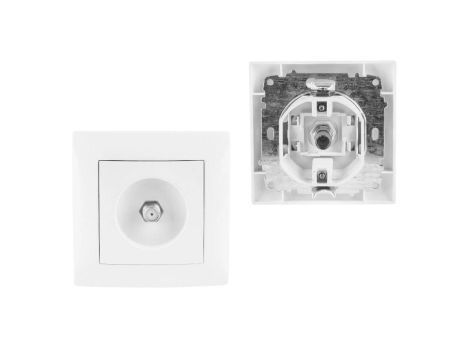 Gniazdo Antenowe Satelitarne z Ramką SAT Typ F RTV WESA Białe