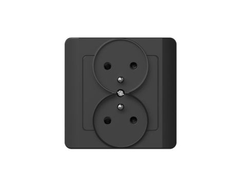 Gniazdo podtynkowe z uziemieniem podwójne, Silva, czarne / 46221