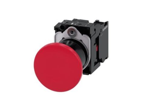 Przycisk grzybkowy, 22 mm, okrągły,czerwony, 40 mm, bez samopowrotu, odryglowanie pociągowe, z uchwytem, 1NC 3SU1100-1BA20-1CA0