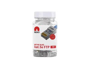 Wtyk modularny RJ45 8P8C kat.5e ekranowany FTP uniwersalny drut linka NEKU opakowanie SŁOIK 100szt.