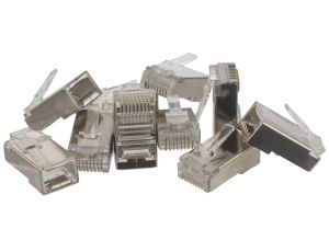 Wtyk modularny RJ45 8P8C kat.5e ekranowany FTP uniwersalny drut linka przelotowy NEKU opakowanie WORECZEK 10szt.