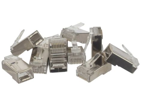 Wtyk modularny RJ45 8P8C kat.5e ekranowany FTP uniwersalny drut linka przelotowy NEKU opakowanie WORECZEK 10szt.