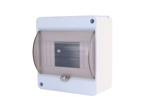 Rozdzielnica natynkowa S-6 (N+PE) 1x6 moduły IP40 130x140x67mm drzwi transparentne dymne INCOBEX