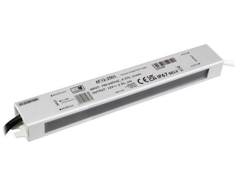 Zasilacz LED 30W 12V 2.5A metalowa obudowa IP67 AF12-2501 MW POWER