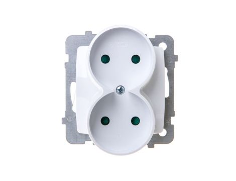KARO Gniazdo podwójne b/u z przesłonami białe GP-2SRP/m/00