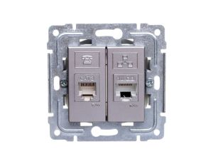 DANTE Gniazdo teleinformatyczne RJ45 kat.5e nieekranowane + RJ11 inox 454169