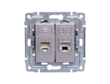 DANTE Gniazdo teleinformatyczne RJ45 kat.5e nieekranowane + RJ11 inox 454169