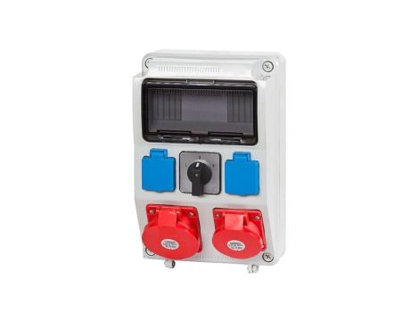 Rozdzielnica budowlana RZYM 1x5P 16A 1x5P 32A 2x2P+Z przełącznik L-P 9 modułów ITALINE ITA00124 ELIT50534
