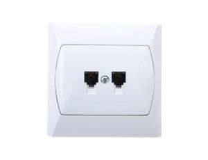 AKCENT Gniazdo telefoniczne podwójne RJ11 równoległe białe GPT-2AR/00