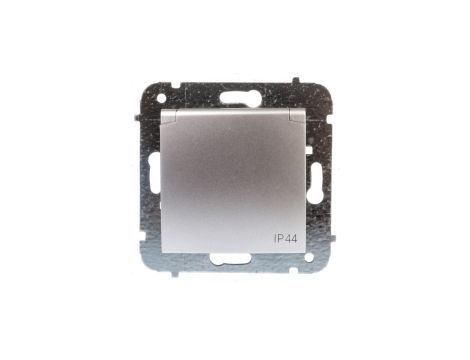 CARLA Gniazdo pojedyncze z/u IP44 z klapką z przesłonami srebrne 1736-16