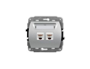 TREND Gniazda komputerowe podwójne 2xRJ45, kat. 6, 8-stykowy srebrny metalik 7GK-4