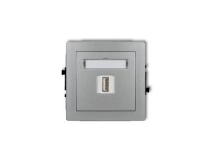 DECO Ładowarka USB pojedynczej, 5V, 1A srebrny metalik 7DCUSB-1