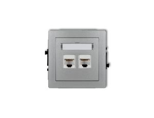 DECO Gniazda komputerowe podwójne 2xRJ45, kat. 6, ekranowane, 8-stykowy srebrny metalik 7DGK-6