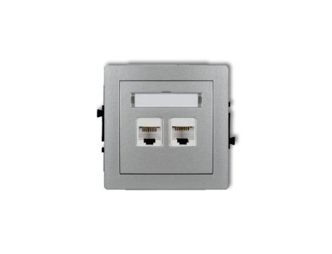 DECO Gniazda komputerowe podwójne 2xRJ45, kat. 6, ekranowane, 8-stykowy srebrny metalik 7DGK-6