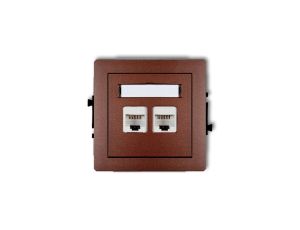 DECO Gniazda komputerowe podwójne 2xRJ45, kat. 6, ekranowane, 8-stykowy brązowy metalik 9DGK-6