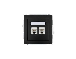 DECO Gniazda komputerowe podwójne 2xRJ45, kat. 6, ekranowane, 8-stykowy czarny mat 12DGK-6