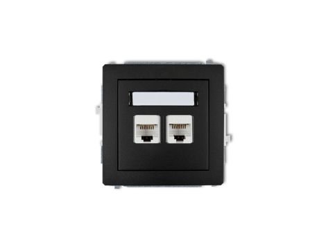 DECO Gniazda komputerowe podwójne 2xRJ45, kat. 6, ekranowane, 8-stykowy czarny mat 12DGK-6