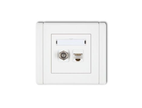 FLEXI Gniazdo antenowe pojedyncze typu F (SAT) + gniazdo komputerowe pojedyncze 1xRJ45 kat. 5e 8-stykowe biały FGFK-1