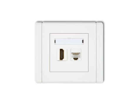 FLEXI Gniazdo pojedyncze HDMI + gniazdo komp. poj. 1xRJ45, kat. 5e, 8-stykowe biały FGHK