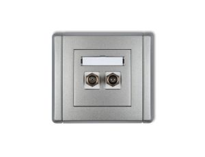FLEXI Gniazdo antenowe podwójne typu F (SAT) niklowane srebrny metalik 7FGF-2
