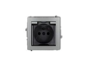 DECO Gniazdo bryzgoszczelne z/u (klapka dymna) srebrny metalik 7DGPB-1zdp