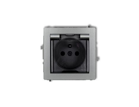 DECO Gniazdo bryzgoszczelne z/u (klapka dymna) srebrny metalik 7DGPB-1zdp