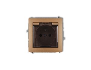 DECO Gniazdo bryzgoszczelne z/u (klapka dymna) złoty metalik 8DGPB-1zdp