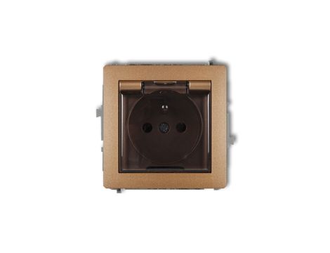 DECO Gniazdo bryzgoszczelne z/u (klapka dymna) złoty metalik 8DGPB-1zdp