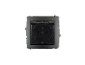 DECO Gniazdo bryzgoszczelne z/u (klapka dymna) grafitowy 11DGPB-1zdp