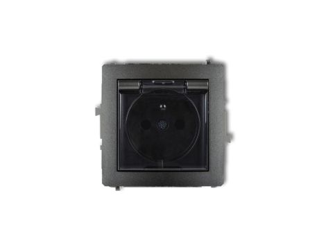 DECO Gniazdo bryzgoszczelne z/u (klapka dymna) grafitowy 11DGPB-1zdp