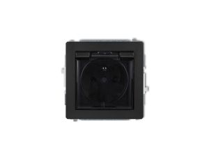 DECO Gniazdo bryzgoszczelne z/u (klapka dymna) czarny mat 12DGPB-1zdp