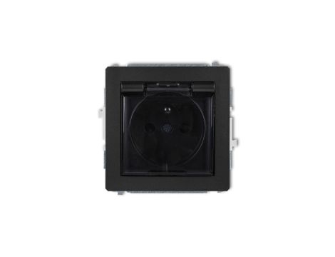 DECO Gniazdo bryzgoszczelne z/u (klapka dymna) czarny mat 12DGPB-1zdp