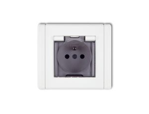 FLEXI Gniazdo bryzgoszczelne z/u (klapka dymna) biały FGPB-1zdp