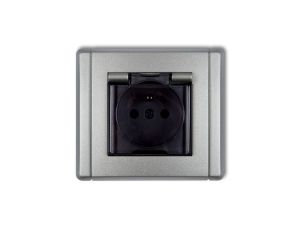 FLEXI Gniazdo bryzgoszczelne z/u (klapka dymna) srebrny metalik 7FGPB-1zdp