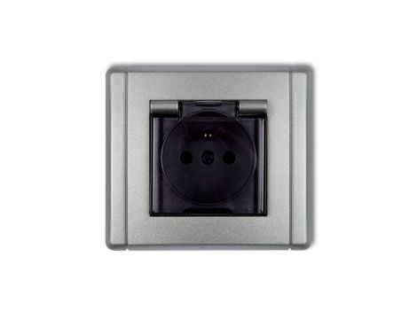 FLEXI Gniazdo bryzgoszczelne z/u (klapka dymna) srebrny metalik 7FGPB-1zdp