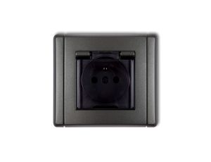 FLEXI Gniazdo bryzgoszczelne z/u (klapka dymna) grafitowy 11FGPB-1zdp