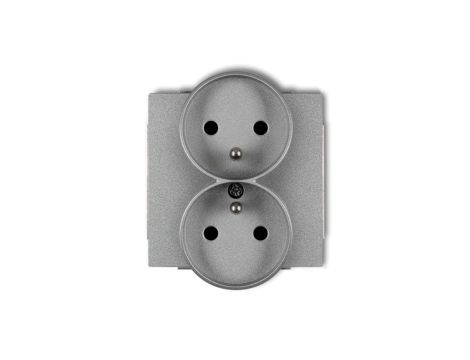 DECO Gniazdo podwójne z/u srebrny metalik 7DGPR-2zp