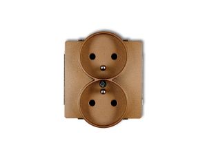 DECO Gniazdo podwójne z/u złoty metalik 8DGPR-2zp