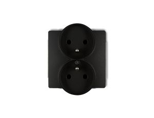 DECO Gniazdo podwójne z/u czarny mat 12DGPR-2zp