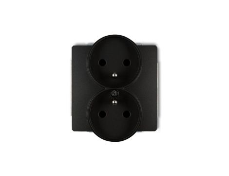 DECO Gniazdo podwójne z/u czarny mat 12DGPR-2zp
