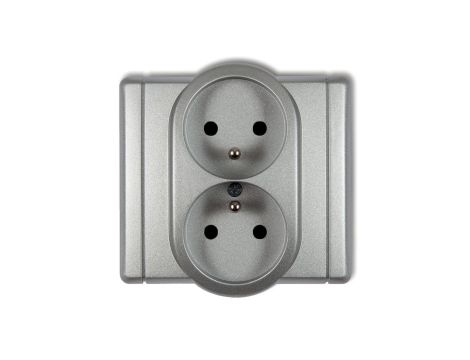 FLEXI Gniazdo podwójne z/u srebrny metalik 7FGP-2zp