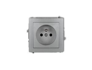 DECO Gniazdo pojedyncze z/u 2P+Z srebrny metalik 7DGP-1zp