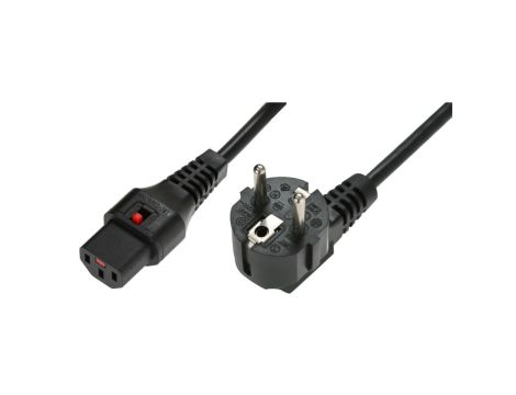 Kabel połączeniowy zasilający 3x1 Schuko kątowy/IEC C13 prosty M/Ż czarny IEC-EL249S /1m/