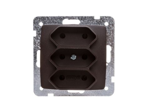 KARO Gniazdo potrójne b/u 2.5A EURO czekoladowy metalik GP-3S/m/40