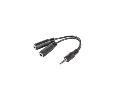 Adapter minijack stereo (M) - 2x minijack stereo (F) 10cm czarny AD-0024-BK