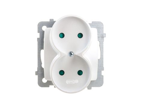 KARO Gniazdo podwójne b/u z przesłonami srebrny perłowy GP-2SRP/m/43