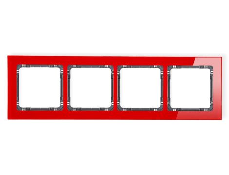 DECO Ramka poczwórna - efekt szkła (ramka: czerwona spód: czarny) czerwony 17-12-DRS-4