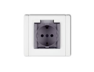 FLEXI Gniazdo bryzgoszczelne z/u SCHUKO (klapka dymna) biały FGPB-1sdp