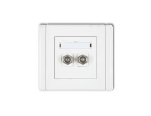 FLEXI Gniazdo antenowe podwójne typu F (SAT) pozłacane biały FGF-2.1