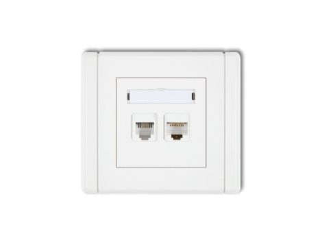 FLEXI Gniazdo telefoniczne pojedyncze 1xRJ11 + komputerowe pojedyncze 1xRJ45, kat. 5e, 8-stykowe, beznarzędziowe biały FGTK